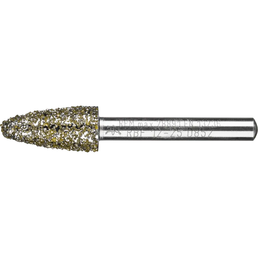 Produktfoto 1 von PFERD TOOLS Diamant-Schleifstift Rundbogen Ø12,0mm Schaft-Ø6 mm D852 (sehr grob) zum Schleifen von Grau-und Sphäroguss