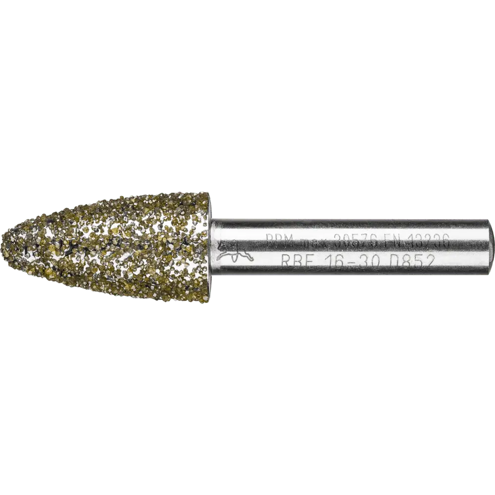 Produktfoto 1 von PFERD TOOLS Diamant-Schleifstift Rundbogen Ø16,0mm Schaft-Ø8 mm D852 (sehr grob) zum Schleifen von Grau-und Sphäroguss