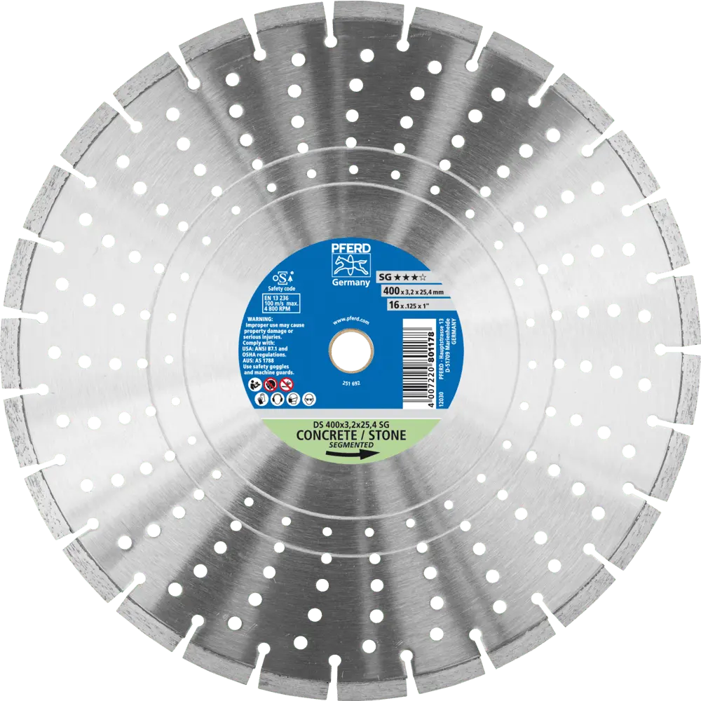 Produktfoto 1 von PFERD TOOLS Diamant-Trennscheibe DS 400x3,2x25,4 mm SG für schnelles Trennen von Stein und Beton