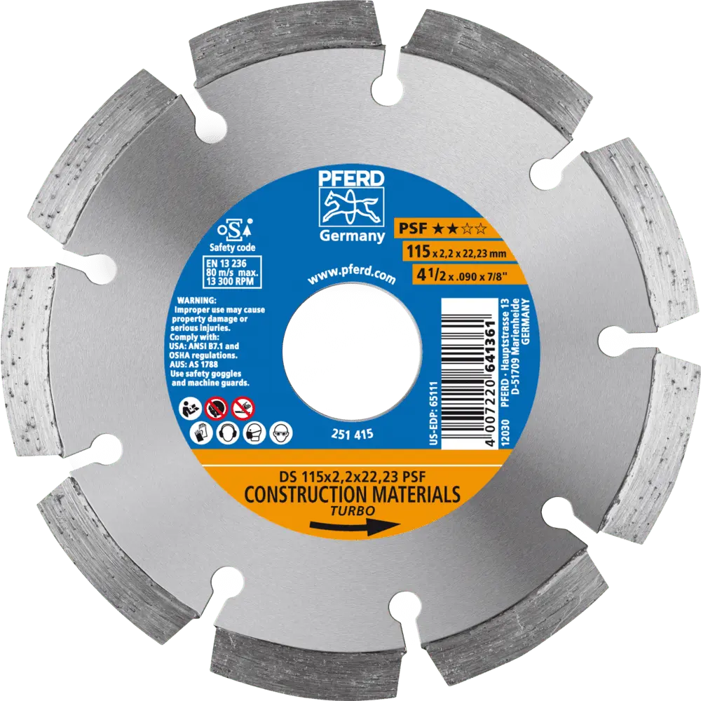 Produktfoto 1 von PFERD TOOLS Diamant-Trennscheibe DS 115x2,2x22,23 mm PSF für schnelles Trennen von Stein und Beton