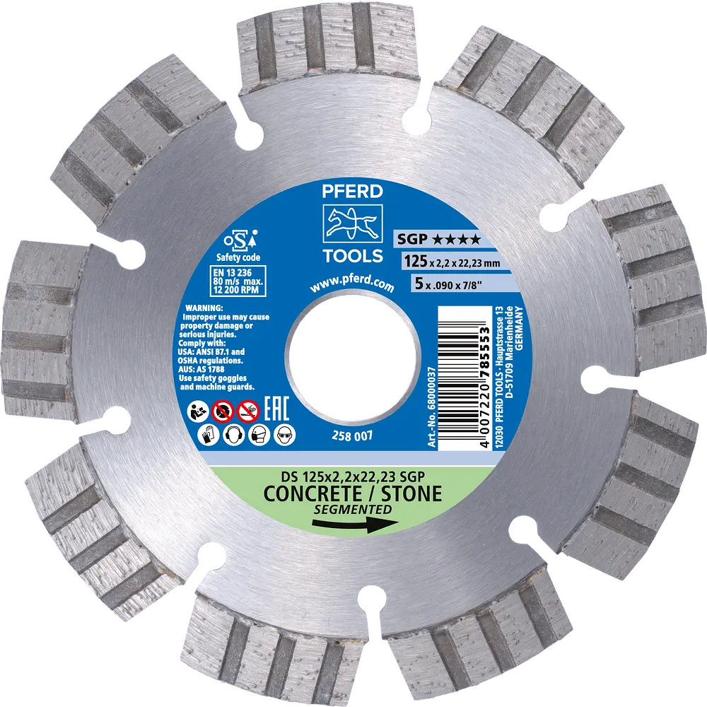 Produktfoto 1 von PFERD TOOLS Diamant-Trennscheibe DS 125x2,2x22,23 mm SGP für schnelles Trennen von Stein und Beton