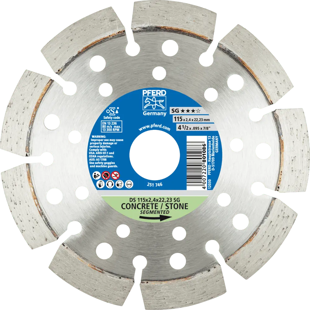 Produktfoto 1 von PFERD TOOLS Diamant-Trennscheibe DS 115x2,4x22,23 mm SG für schnelles Trennen von Stein und Beton