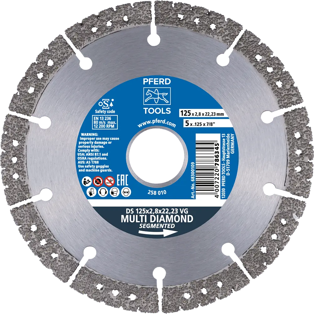 Produktfoto 1 von PFERD TOOLS Diamant-Trennscheibe DS 180x3,1x22,23 mm Vakuumgelötet für schnelles Trennen von Grau- und Sphäroguss