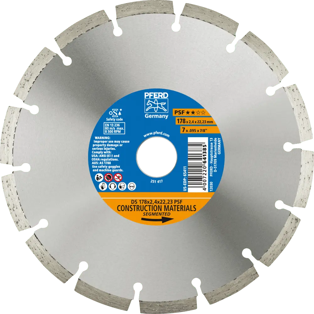 PFERD TOOLS Diamant-Trennscheibe DS 178x2,4x22,23 mm PSF für schnelles Trennen von Stein und Beton