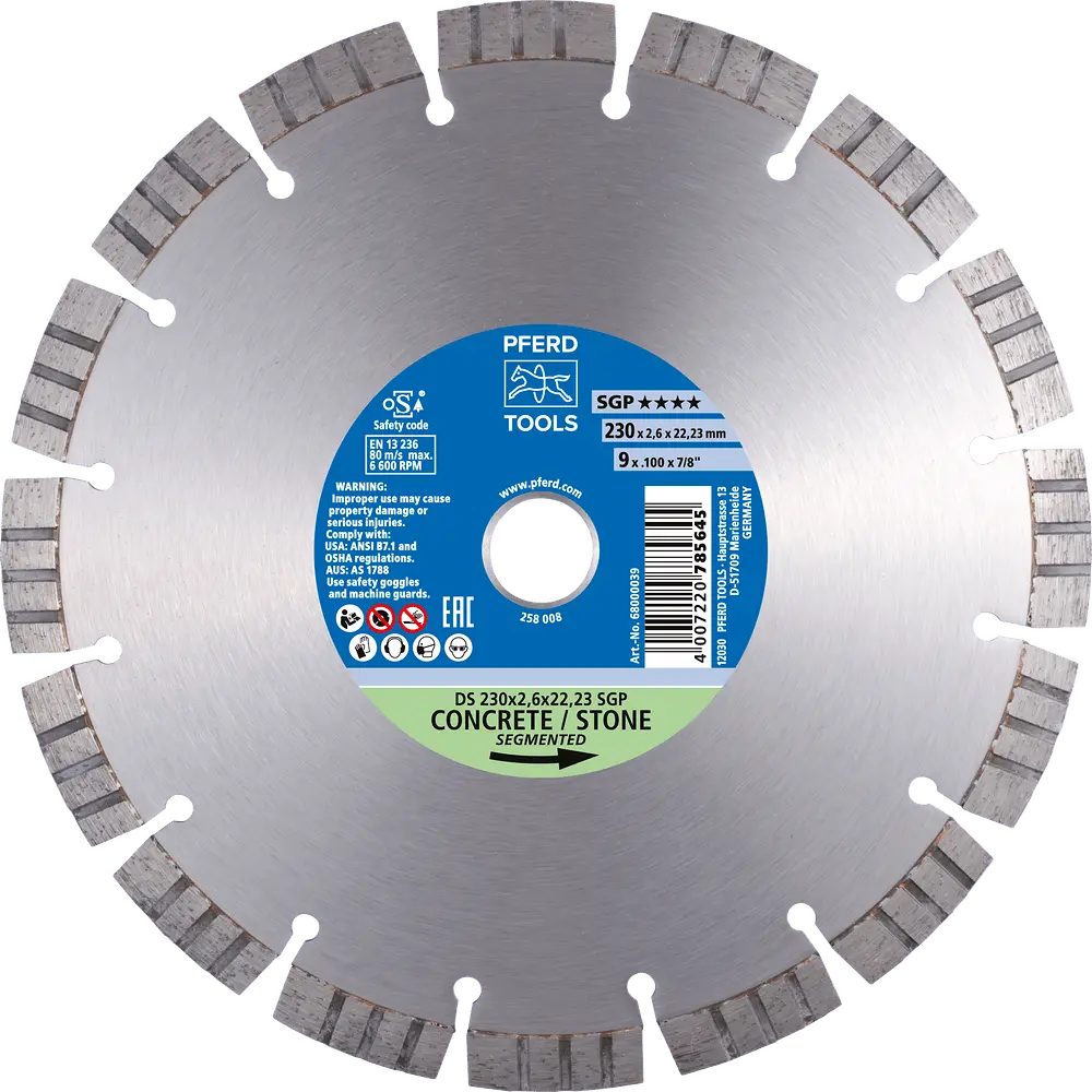 Produktfoto 1 von PFERD TOOLS Diamant-Trennscheibe DS 400x3,5x25,4 mm SGP für schnelles Trennen von Stein und Beton