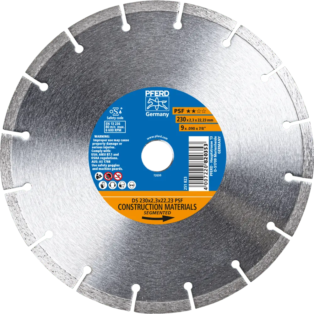 Produktfoto 1 von PFERD TOOLS Diamant-Trennscheibe DS 230x2,3x22,23 mm PSF für schnelles Trennen von Stein und Beton