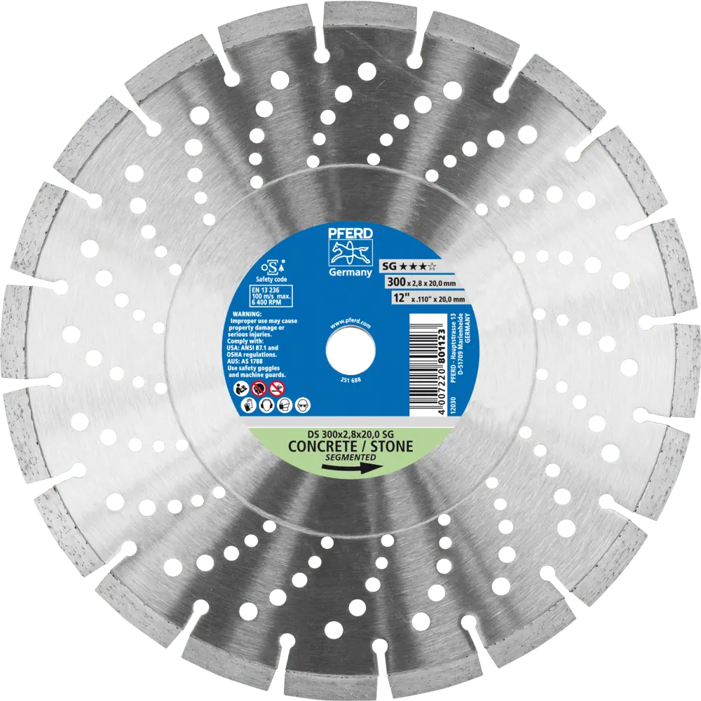 Produktfoto 1 von PFERD TOOLS Diamant-Trennscheibe DS 300x2,8x20,0mm SG für schnelles Trennen von Stein und Beton