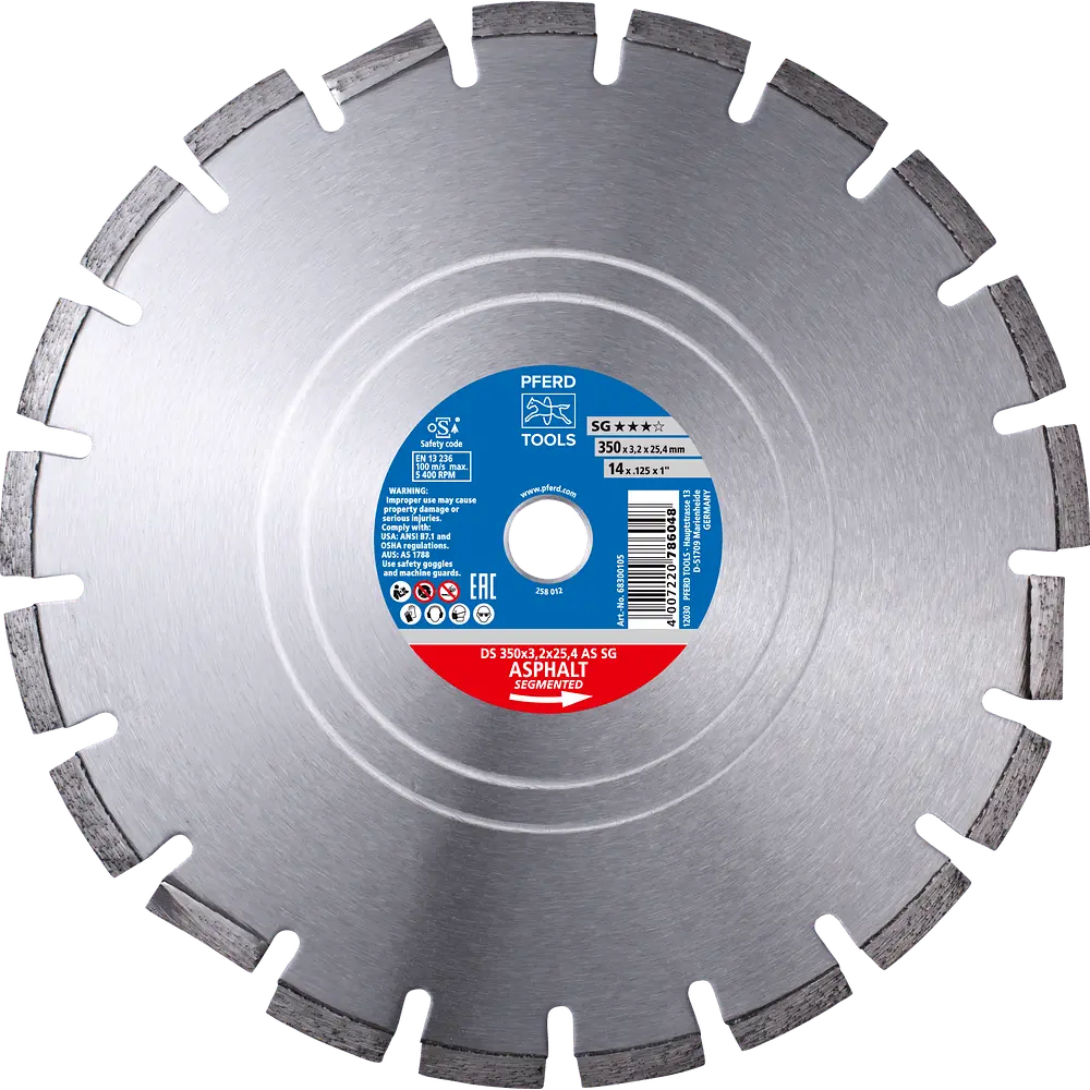 Produktfoto 1 von PFERD TOOLS Diamant-Trennscheibe DS 350x3,2x25,4 mm SG für schnelles Trennen von Asphalt