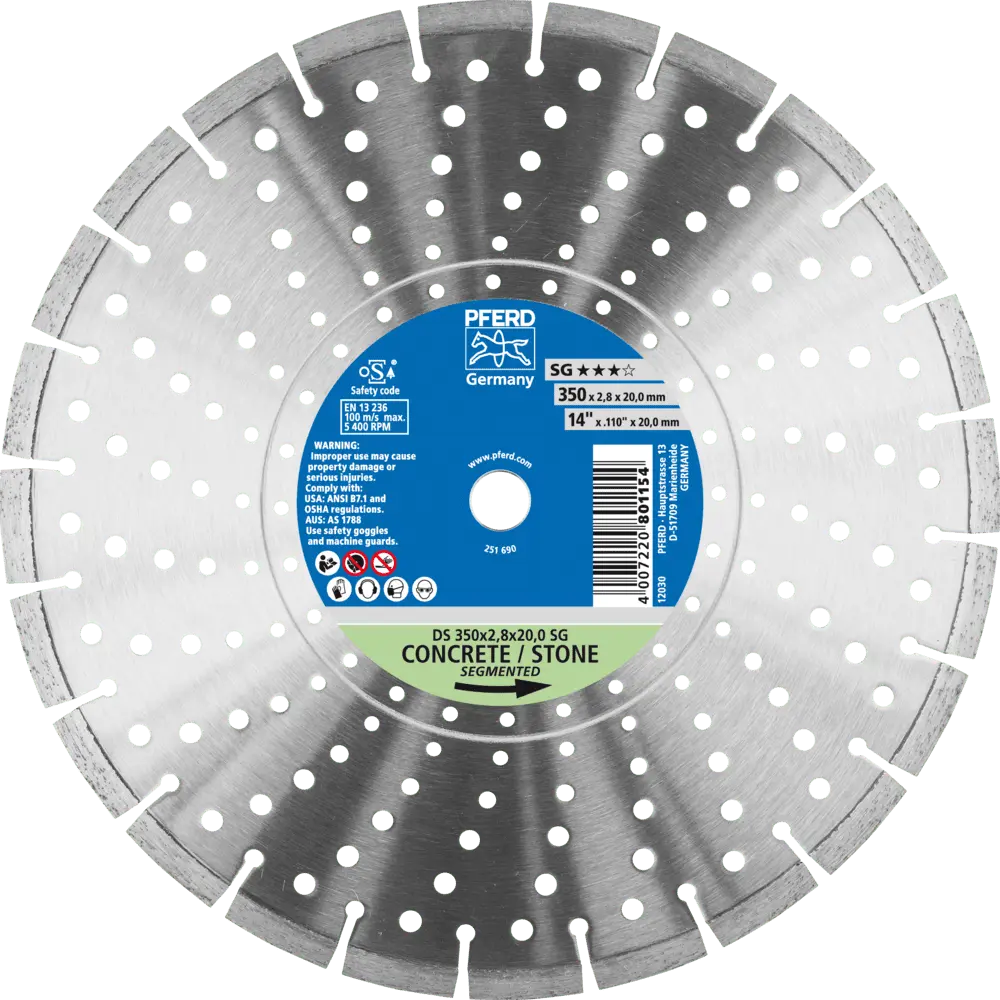 Produktfoto 1 von PFERD TOOLS Diamant-Trennscheibe DS 350x2,8x20,0mm SG für schnelles Trennen von Stein und Beton