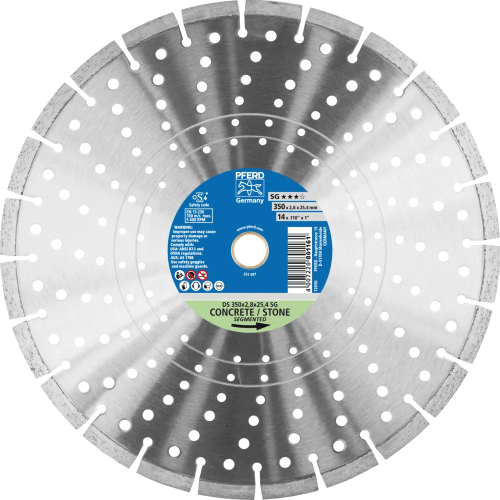 Produktfoto 1 von PFERD TOOLS Diamant-Trennscheibe DS 350x2,8x25,4 mm SG für schnelles Trennen von Stein und Beton