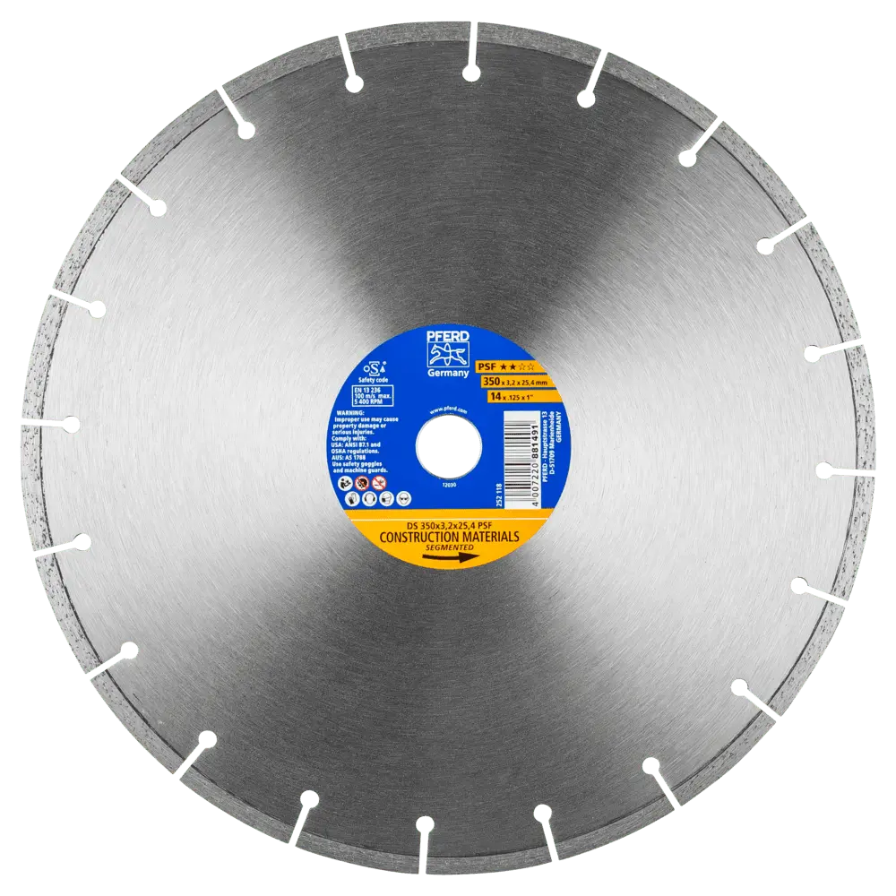 Produktfoto 1 von PFERD TOOLS Diamant-Trennscheibe DS 350x3,2x25,4 mm PSF für schnelles Trennen von Stein und Beton