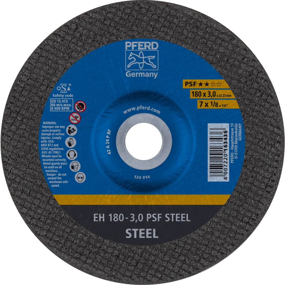 Produktfoto 1 von PFERD TOOLS Trennscheibe EH 180x3,0x22,23 mm gekröpft Universallinie PSF STEEL für Stahl, 25 Stk.