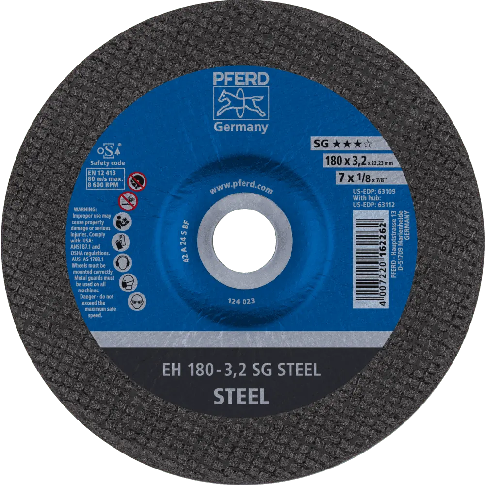 Produktfoto 1 von PFERD TOOLS Trennscheibe EH 180x3,2x22,23 mm gekröpft Leistungslinie SG STEEL für Stahl, 25 Stk.