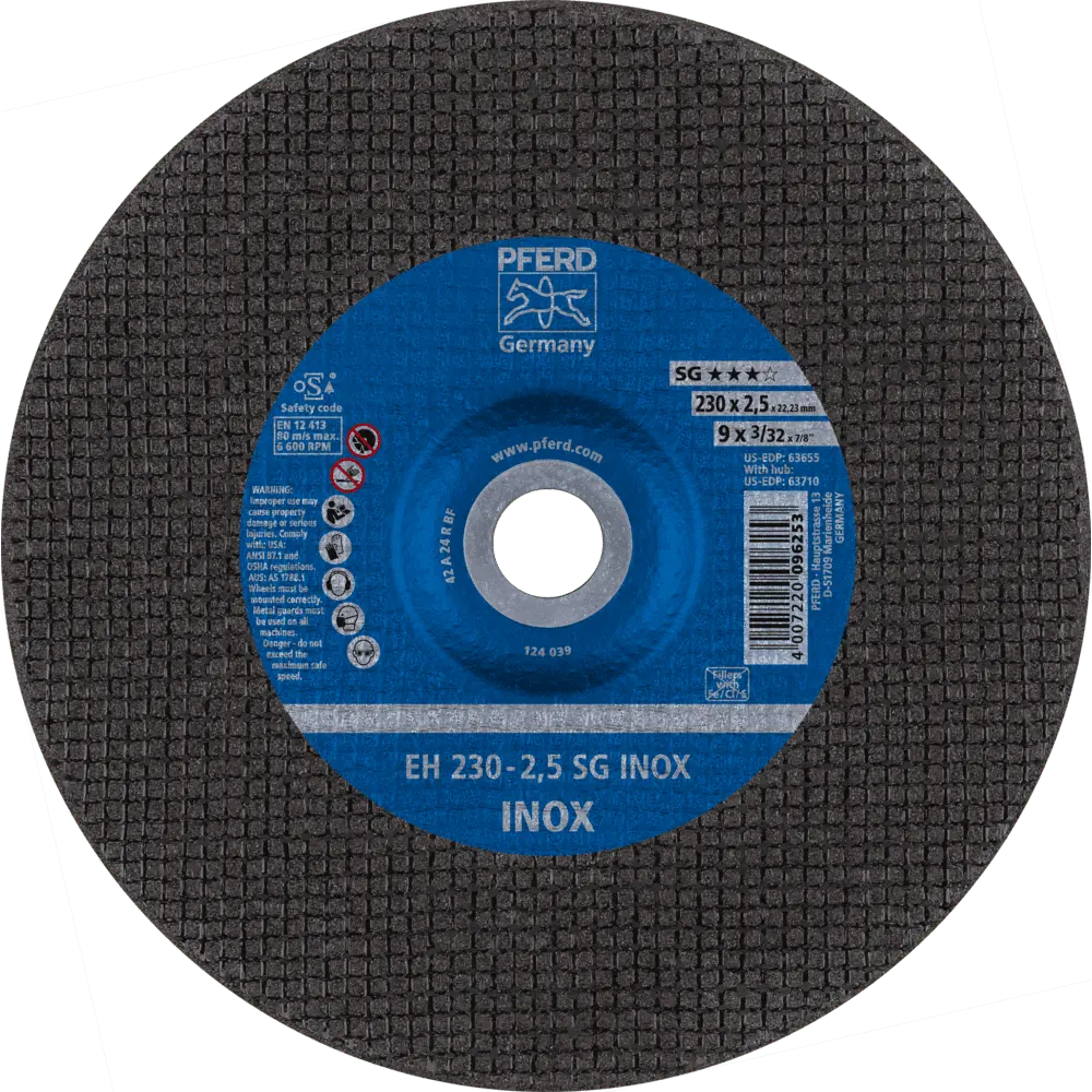 Produktfoto 1 von PFERD TOOLS Trennscheibe EH 230x2,4x22,23 mm gekröpft Leistungslinie SG INOX für Edelstahl, 25 Stk.