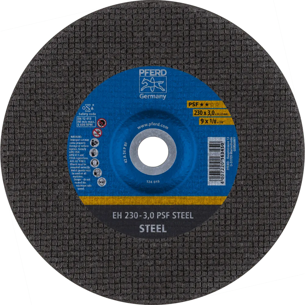 Produktfoto 1 von PFERD TOOLS Trennscheibe EH 230x3,0x22,23 mm gekröpft Universallinie PSF STEEL für Stahl, 25 Stk.