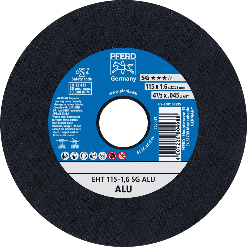 Produktfoto 1 von PFERD TOOLS Trennscheibe EHT 115x1,6x22,23 mm gerade Leistungslinie SG ALU für Alu, 25 Stk.