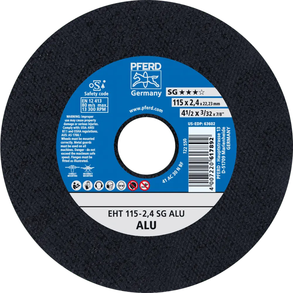 Produktfoto 1 von PFERD TOOLS Trennscheibe EHT 115x2,4x22,23 mm gerade Leistungslinie SG ALU für Alu, 25 Stk.