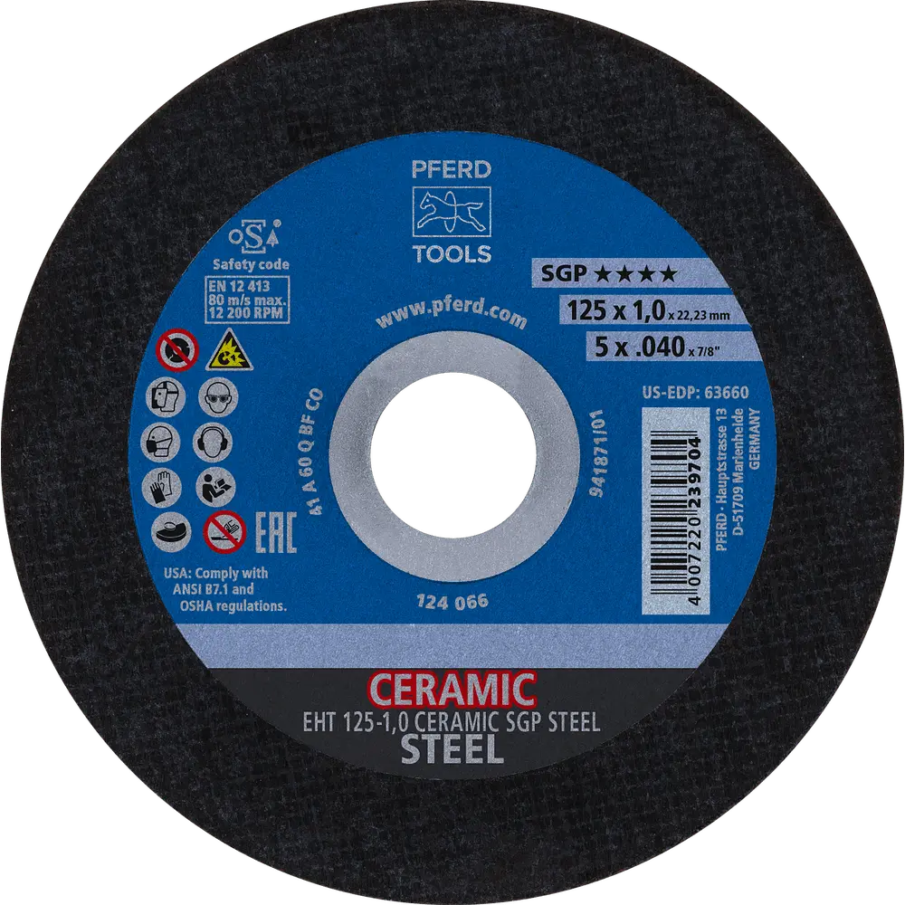 Produktfoto 1 von PFERD TOOLS Trennscheibe EHT 100x1,3x16 mm gerade CERAMIC Speziallinie SGP STEEL für Stahl, 25 Stk.