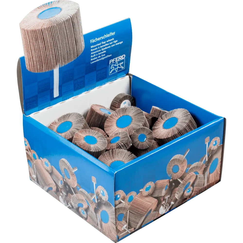 Produktfoto 1 von PFERD TOOLS Fächerschleifer-Set FSO 5400 Ø 40 bis 80mm Breite 15 bis 40mm Körnung 60 bis 150