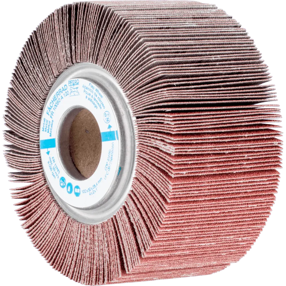 PFERD TOOLS Lamellenschleifrad FR Ø 100x50mm Bohrung Ø 25,4 mm A120 für universelle Anwendung, 2 Stk.