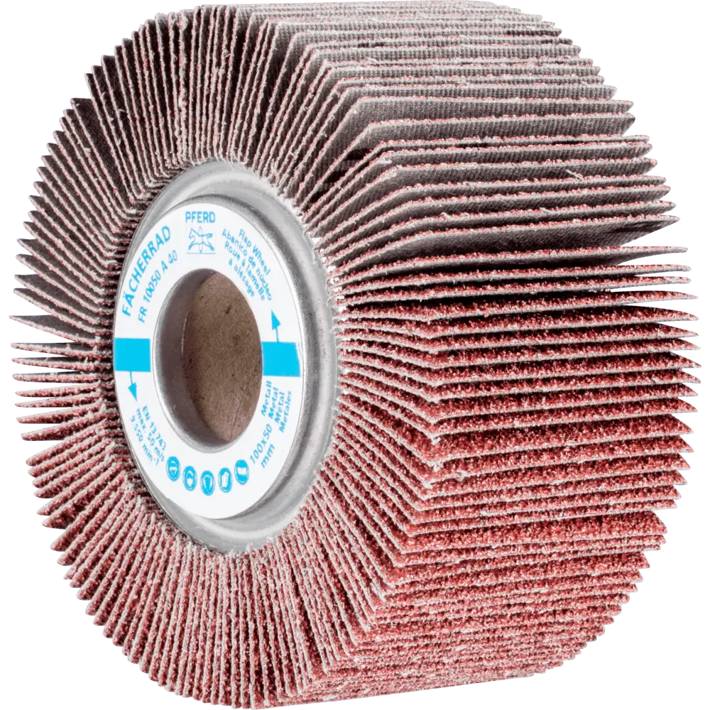 Produktfoto 1 von PFERD TOOLS Lamellenschleifrad FR Ø 100x50mm Bohrung Ø 25,4 mm A40 für universelle Anwendung, 2 Stk.