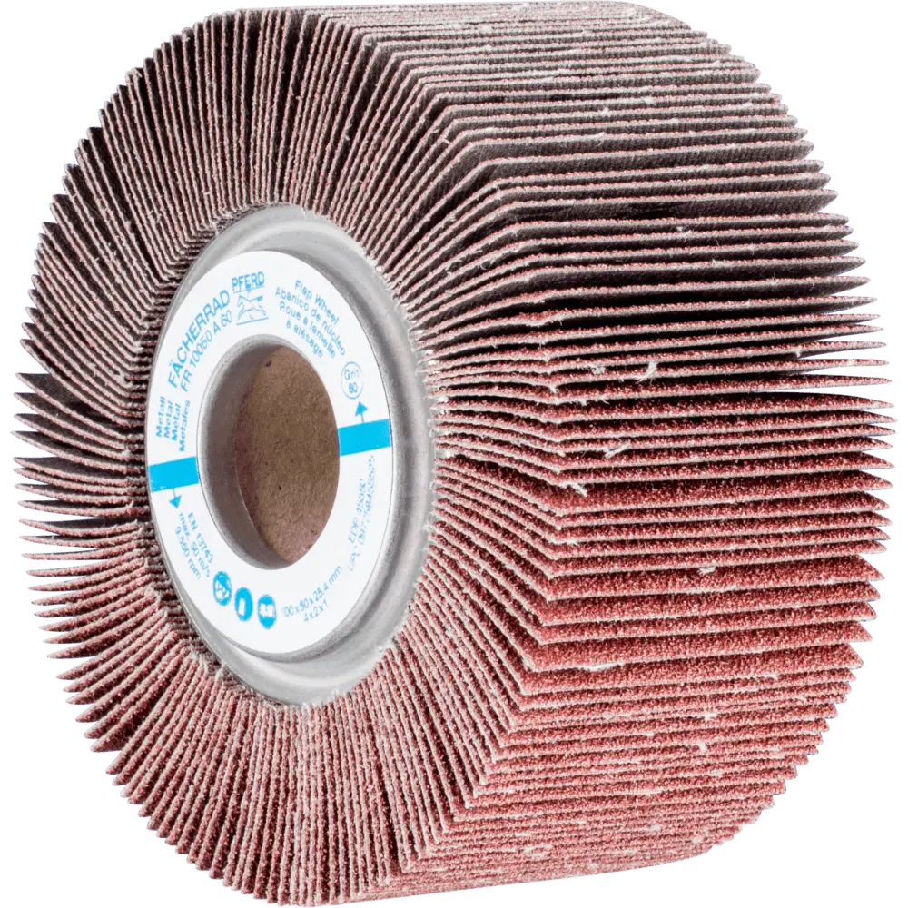 Produktfoto 1 von PFERD TOOLS Lamellenschleifrad FR Ø 100x50mm Bohrung Ø 25,4 mm A60 für universelle Anwendung, 2 Stk.