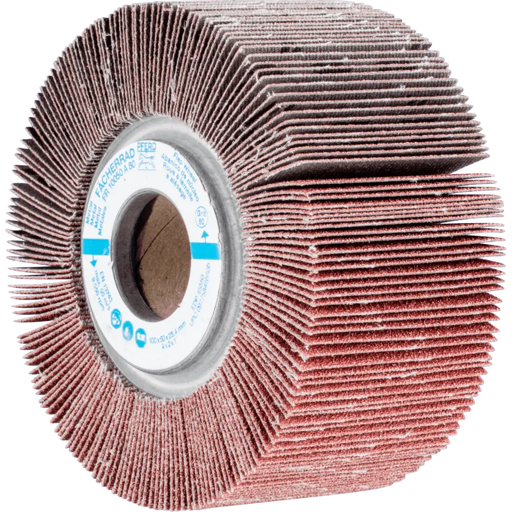 PFERD TOOLS Lamellenschleifrad FR Ø 100x50mm Bohrung Ø 25,4 mm A80 für universelle Anwendung, 2 Stk.