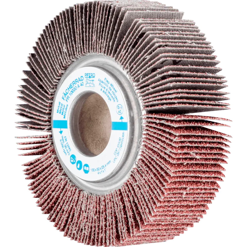 Produktfoto 1 von PFERD TOOLS Lamellenschleifrad FR Ø 100x30mm Bohrung Ø 25,4 mm A40 für universelle Anwendung, 2 Stk.