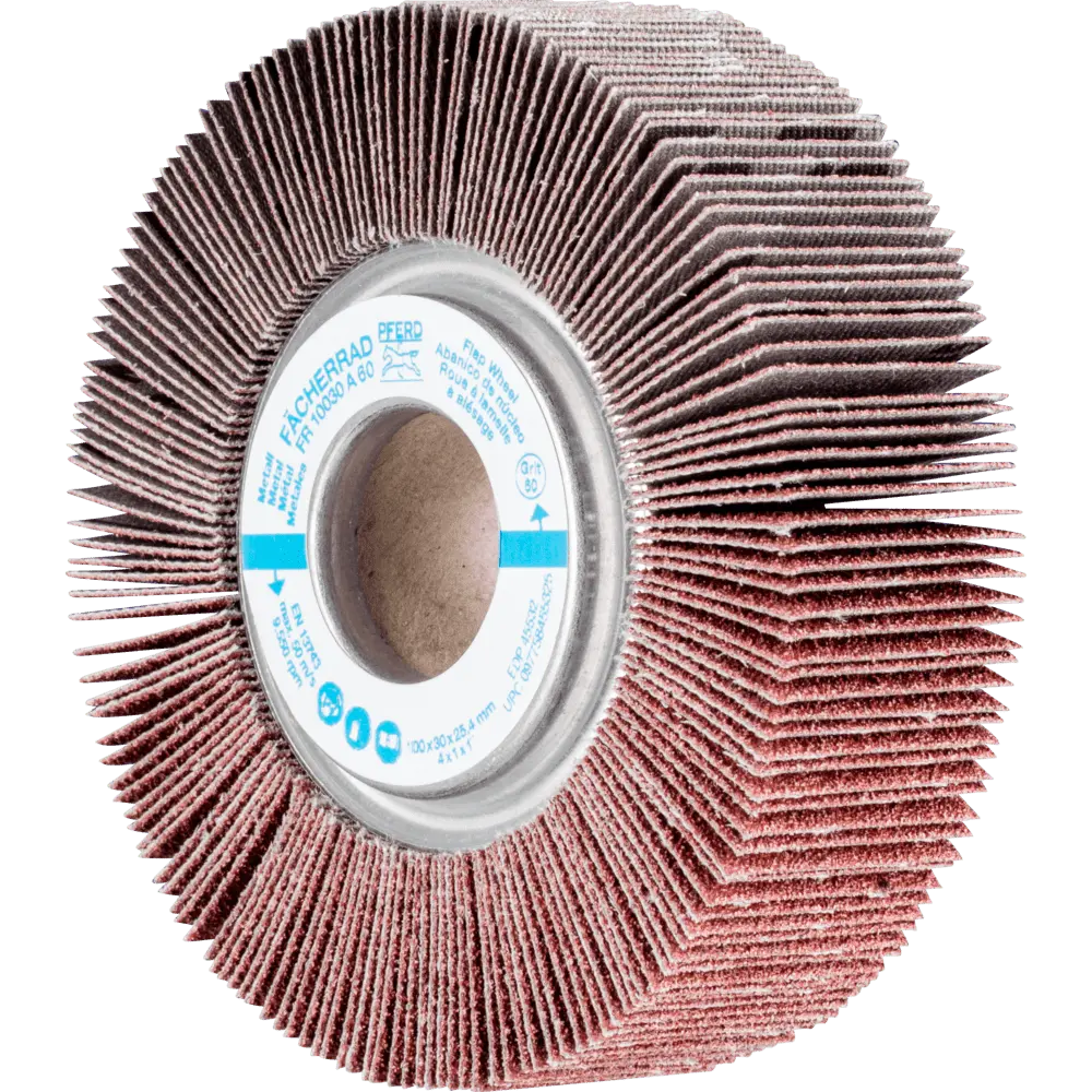 Produktfoto 1 von PFERD TOOLS Lamellenschleifrad FR Ø 100x30mm Bohrung Ø 25,4 mm A60 für universelle Anwendung, 2 Stk.