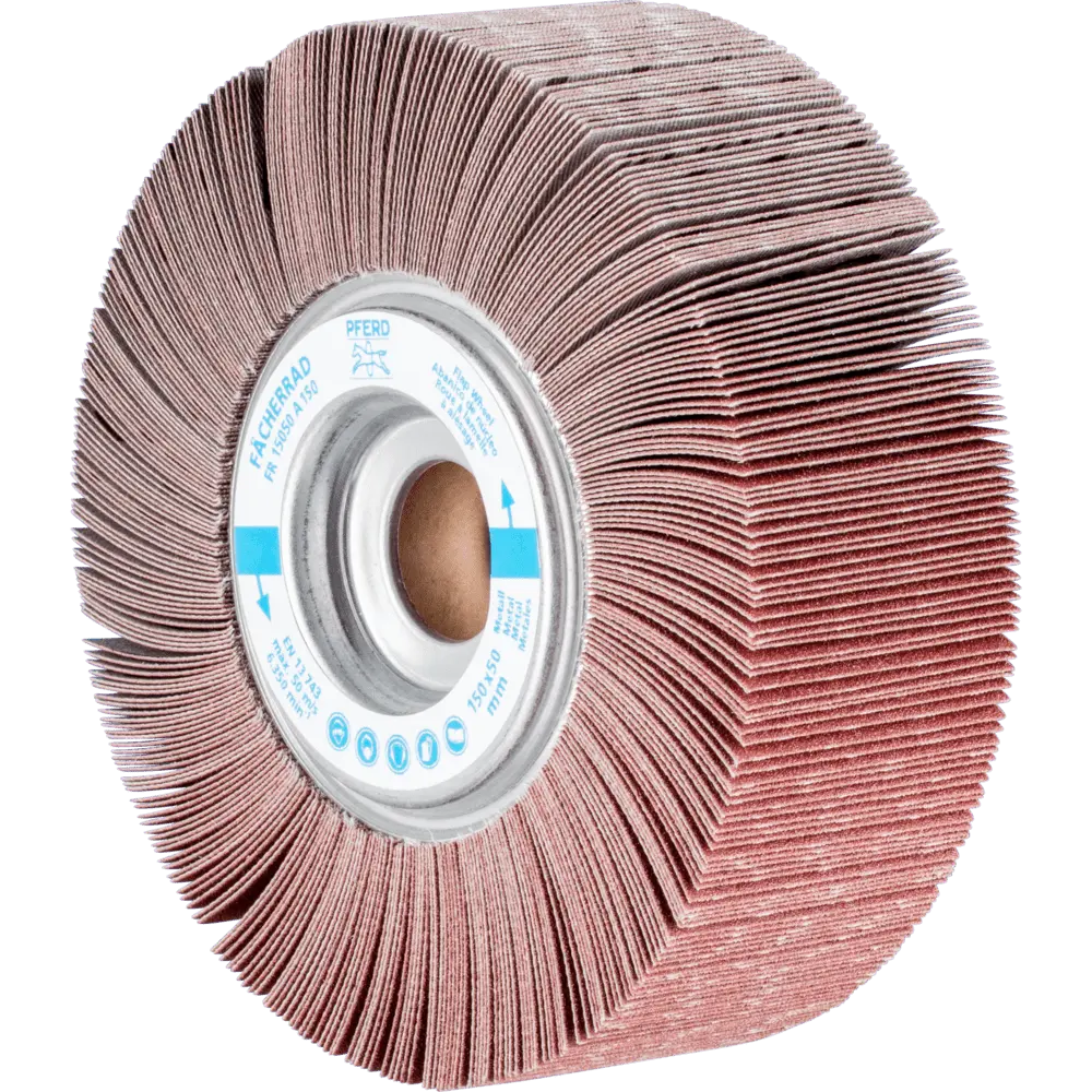 Produktfoto 1 von PFERD TOOLS Lamellenschleifrad FR Ø 150x50mm Bohrung Ø 25,4 mm A150 für universelle Anwendung, 2 Stk.