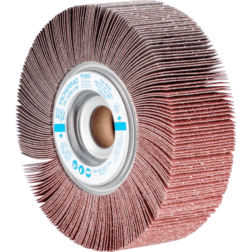 Produktfoto 1 von PFERD TOOLS Lamellenschleifrad FR Ø 150x50mm Bohrung Ø 25,4 mm A60 für universelle Anwendung, 2 Stk.
