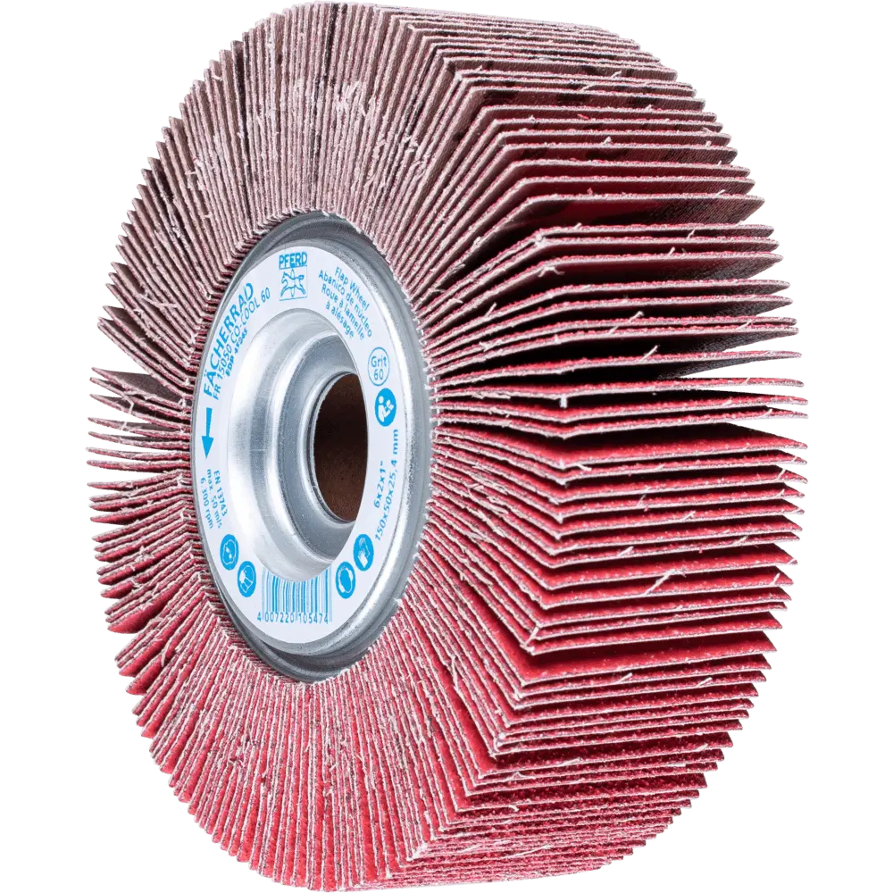 Produktfoto 1 von PFERD TOOLS Lamellenschleifrad FR Ø 150x50mm Bohrung Ø 25,4 mm CO-COOL60 für kühlen Schliff auf Edelstahl, 2 Stk.