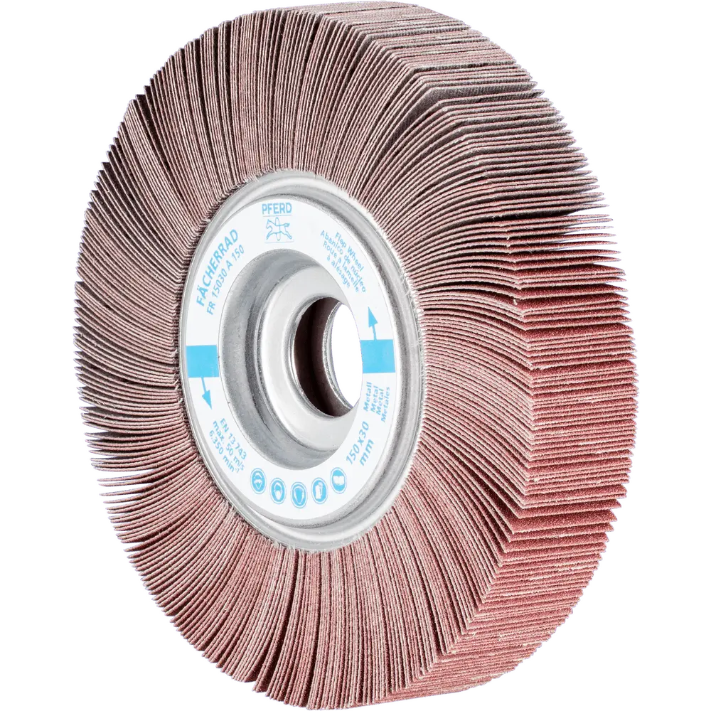 Produktfoto 1 von PFERD TOOLS Lamellenschleifrad FR Ø 150x30mm Bohrung Ø 25,4 mm A150 für universelle Anwendung, 2 Stk.