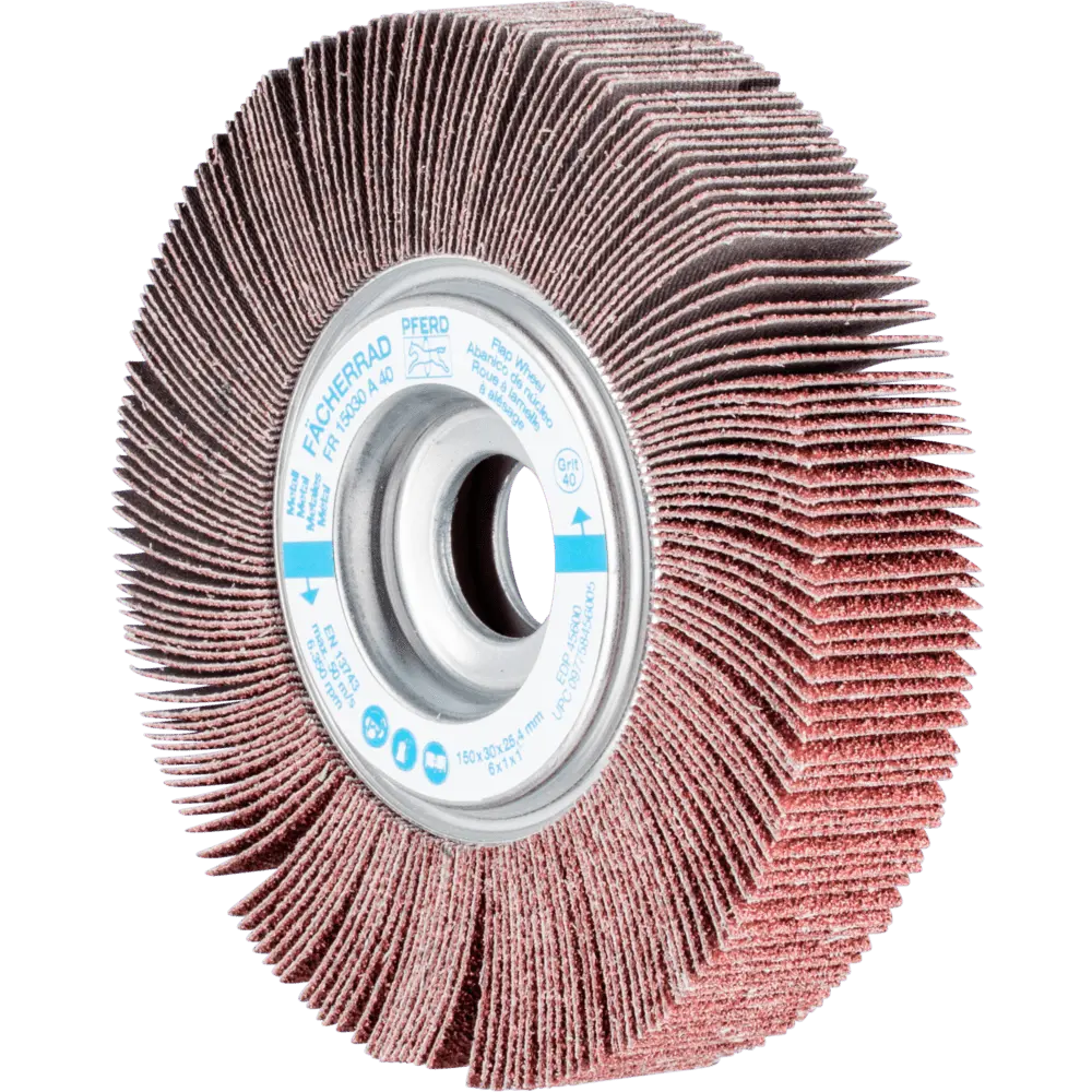PFERD TOOLS Lamellenschleifrad FR Ø 150x30mm Bohrung Ø 25,4 mm A40 für universelle Anwendung, 2 Stk.