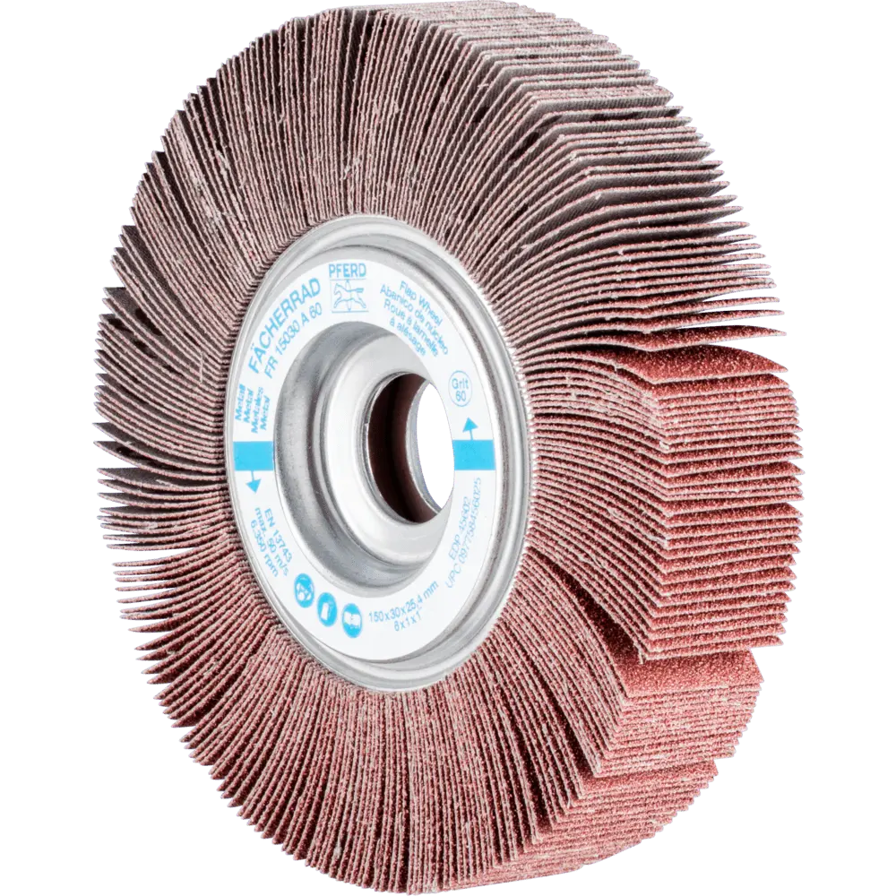 Produktfoto 1 von PFERD TOOLS Lamellenschleifrad FR Ø 150x30mm Bohrung Ø 25,4 mm A60 für universelle Anwendung, 2 Stk.