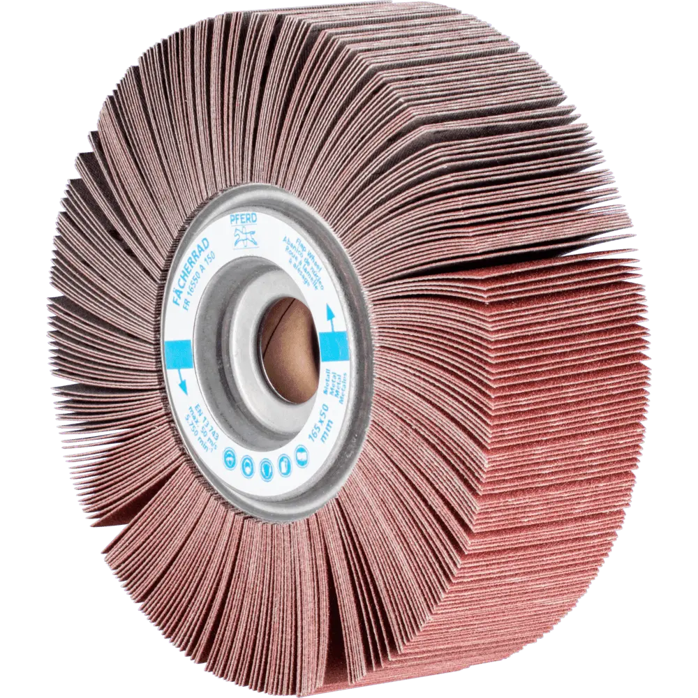 Produktfoto 1 von PFERD TOOLS Lamellenschleifrad FR Ø 165x50mm Bohrung Ø 25,4 mm A150 für universelle Anwendung, 2 Stk.