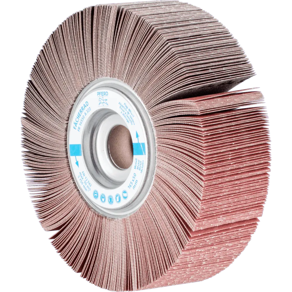 Produktfoto 1 von PFERD TOOLS Lamellenschleifrad FR Ø 165x50mm Bohrung Ø 25,4 mm A320 für universelle Anwendung, 2 Stk.