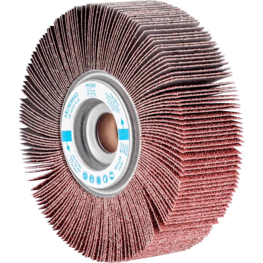 Produktfoto 1 von PFERD TOOLS Lamellenschleifrad FR Ø 165x50mm Bohrung Ø 25,4 mm A40 für universelle Anwendung, 2 Stk.
