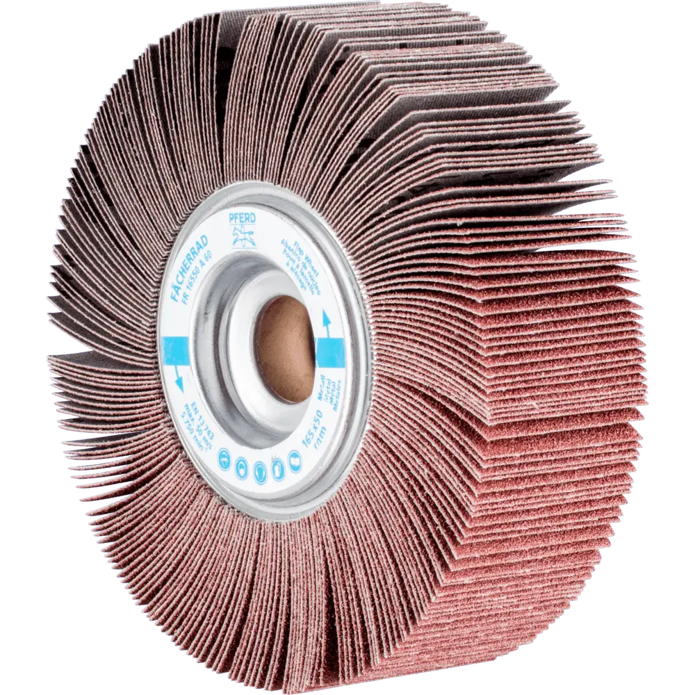 Produktfoto 1 von PFERD TOOLS Lamellenschleifrad FR Ø 165x50mm Bohrung Ø 25,4 mm A60 für universelle Anwendung, 2 Stk.