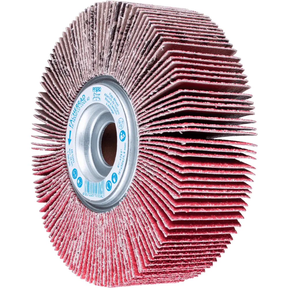 Produktfoto 1 von PFERD TOOLS Lamellenschleifrad FR Ø 165x50mm Bohrung Ø 25,4 mm CO-COOL40 für kühlen Schliff auf Edelstahl, 2 Stk.
