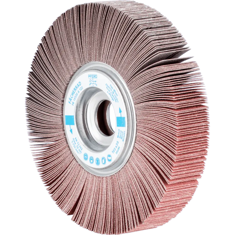Produktfoto 1 von PFERD TOOLS Lamellenschleifrad FR Ø 165x30mm Bohrung Ø 25,4 mm A120 für universelle Anwendung, 2 Stk.