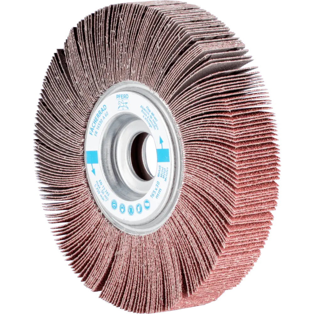 Produktfoto 1 von PFERD TOOLS Lamellenschleifrad FR Ø 165x30mm Bohrung Ø 25,4 mm A60 für universelle Anwendung, 2 Stk.