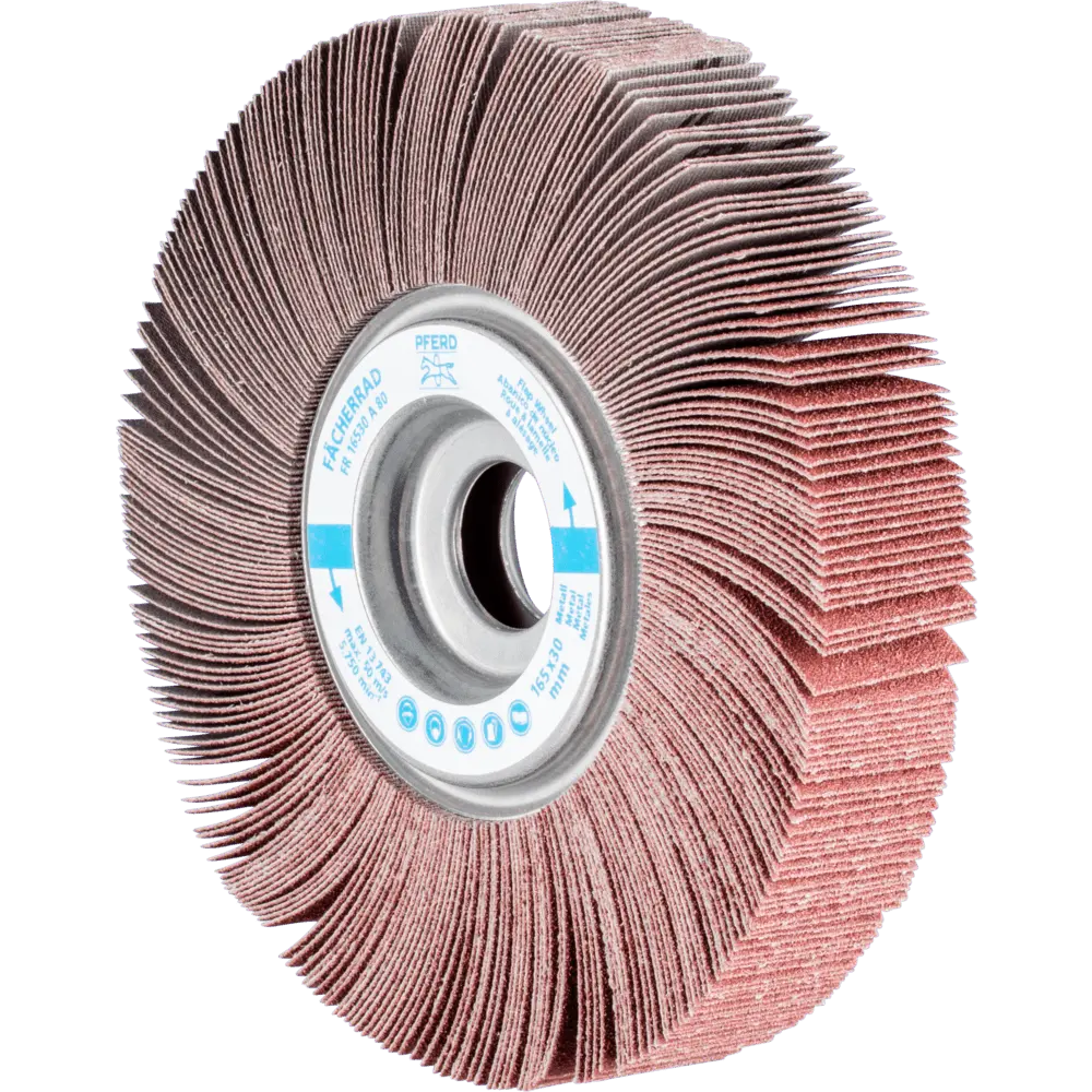 Produktfoto 1 von PFERD TOOLS Lamellenschleifrad FR Ø 165x30mm Bohrung Ø 25,4 mm A80 für universelle Anwendung, 2 Stk.