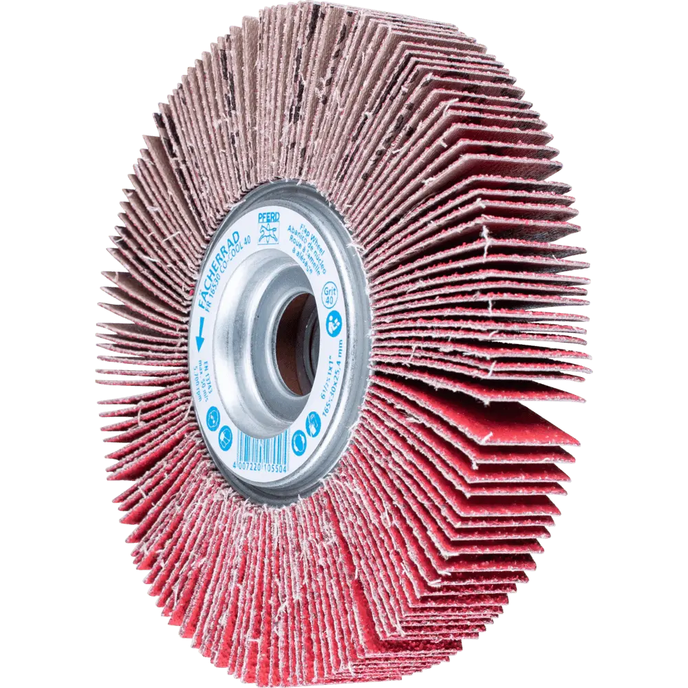 PFERD TOOLS Lamellenschleifrad FR Ø 165x30mm Bohrung Ø 25,4 mm CO-COOL40 für kühlen Schliff auf Edelstahl, 2 Stk.
