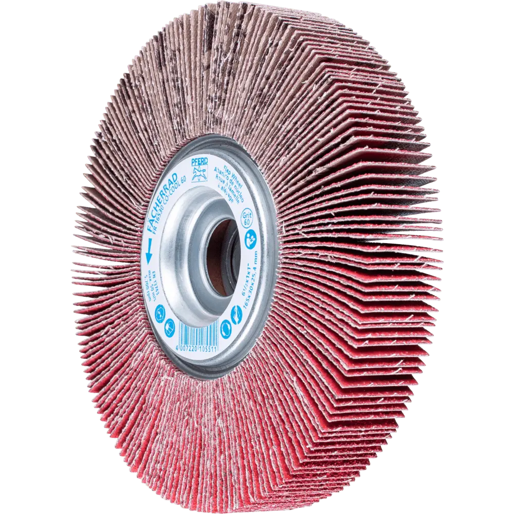 Produktfoto 1 von PFERD TOOLS Lamellenschleifrad FR Ø 165x30mm Bohrung Ø 25,4 mm CO-COOL60 für kühlen Schliff auf Edelstahl, 2 Stk.