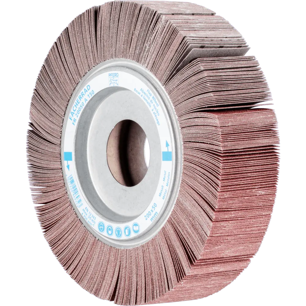 Produktfoto 1 von PFERD TOOLS Lamellenschleifrad FR Ø 200x50mm Bohrung Ø 44,0mm A150 für universelle Anwendung, 2 Stk.