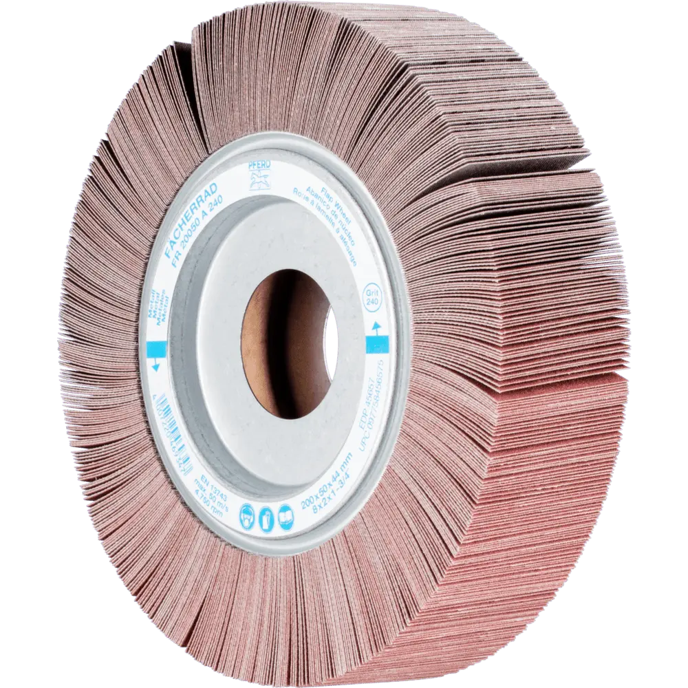Produktfoto 1 von PFERD TOOLS Lamellenschleifrad FR Ø 200x50mm Bohrung Ø 44,0mm A240 für universelle Anwendung, 2 Stk.