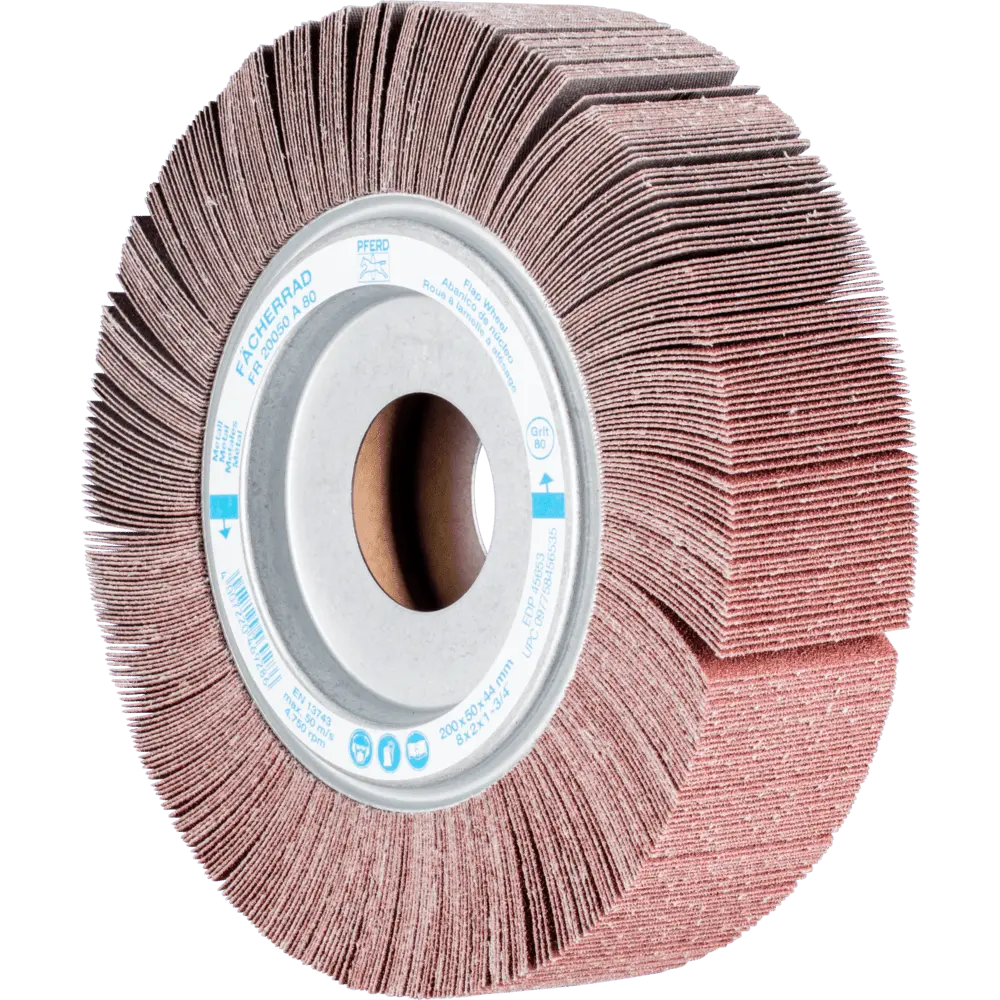 Produktfoto 1 von PFERD TOOLS Lamellenschleifrad FR Ø 200x50mm Bohrung Ø 44,0mm A80 für universelle Anwendung, 2 Stk.