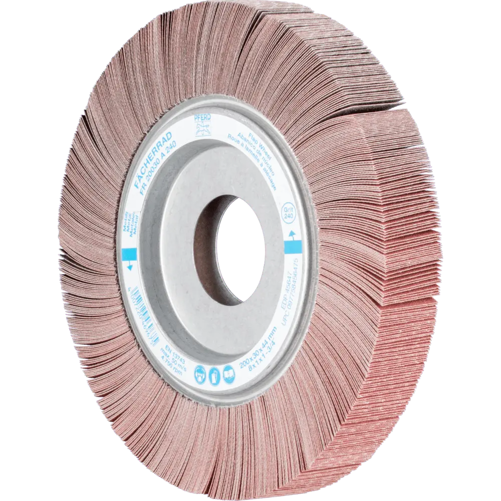 Produktfoto 1 von PFERD TOOLS Lamellenschleifrad FR Ø 200x30mm Bohrung Ø 44,0mm A240 für universelle Anwendung, 2 Stk.