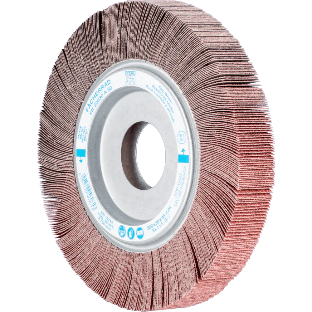 Produktfoto 1 von PFERD TOOLS Lamellenschleifrad FR Ø 200x30mm Bohrung Ø 44,0mm A80 für universelle Anwendung, 2 Stk.